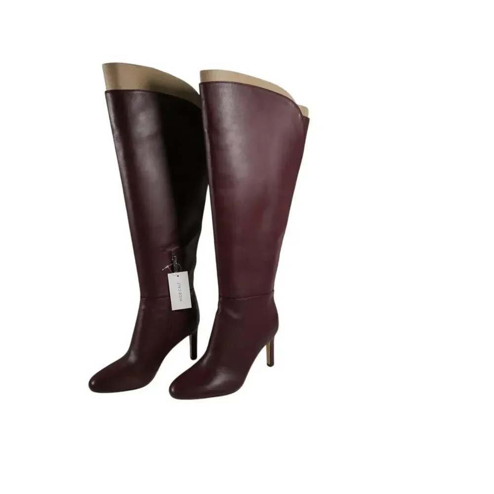 Nine West Sancha Burgundy Glove-Tanned Leather Boots 8 NIB
